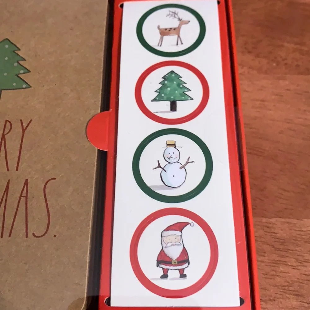 RAE DUNN note cards with tree & “MERRY CHRISTMAS”. cards, stickers,envelopes